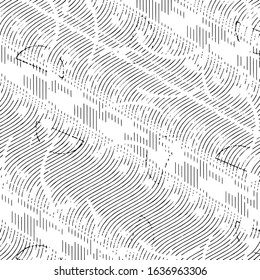 Abstract grunge grid stripe halftone background pattern. Black and white line vector illustration
