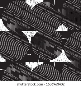 Abstract grunge grid stripe halftone background pattern. Black and white line vector illustration
