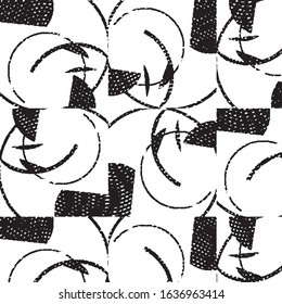 Abstract grunge grid stripe halftone background pattern. Black and white line vector illustration