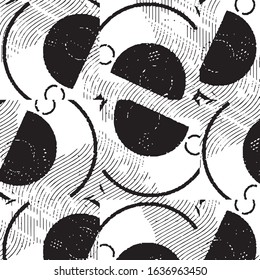 Abstract grunge grid stripe halftone background pattern. Black and white line vector illustration