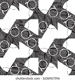 Abstract grunge grid stripe halftone background pattern. Black and white line vector illustration