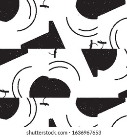 Abstract grunge grid stripe halftone background pattern. Black and white line vector illustration