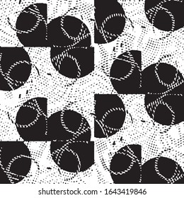 Abstract grunge grid stripe halftone background pattern. Black and white line vector illustration