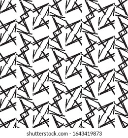 Abstract grunge grid stripe halftone background pattern. Black and white line vector illustration