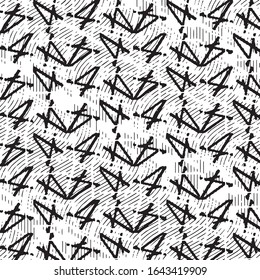 Patrón de fondo de medio tono de la banda de grieta abstracta. Ilustración vectorial de línea negra y blanca