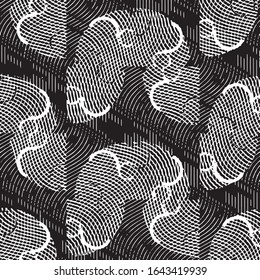 Abstract grunge grid stripe halftone background pattern. Black and white line vector illustration