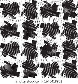 Abstract grunge grid stripe halftone background pattern. Black and white line vector illustration