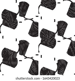 Abstract grunge grid stripe halftone background pattern. Black and white line vector illustration