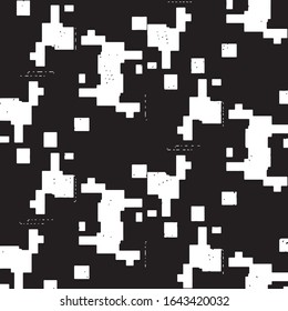 Patrón de fondo de medio tono de la banda de grieta abstracta. Ilustración vectorial de línea negra y blanca