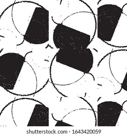 Abstract grunge grid stripe halftone background pattern. Black and white line vector illustration