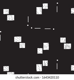 Abstract grunge grid stripe halftone background pattern. Black and white line vector illustration