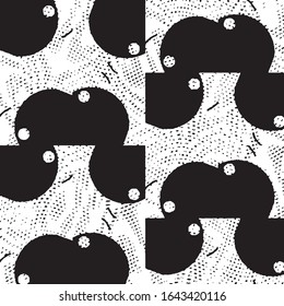 Abstract grunge grid stripe halftone background pattern. Black and white line vector illustration