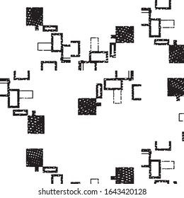 Patrón de fondo de medio tono de la banda de grieta abstracta. Ilustración vectorial de línea negra y blanca