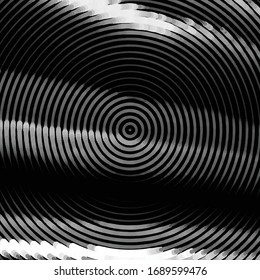 Patrón de fondo de medio tono de la banda de grieta abstracta. Ilustración vectorial de línea negra y blanca