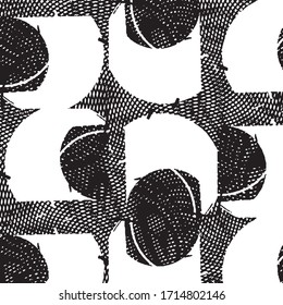 Abstract grunge grid stripe halftone background pattern. Black and white line vector illustration