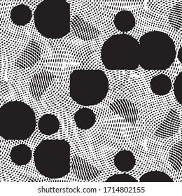 Abstract grunge grid stripe halftone background pattern. Black and white line vector illustration