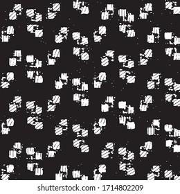 Abstract grunge grid stripe halftone background pattern. Black and white line vector illustration