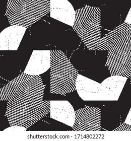 Abstract grunge grid stripe halftone background pattern. Black and white line vector illustration