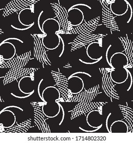 Abstract grunge grid stripe halftone background pattern. Black and white line vector illustration