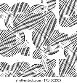 Patrón de fondo de medio tono de la banda de grieta abstracta. Ilustración vectorial de línea negra y blanca