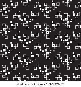 Abstract grunge grid stripe halftone background pattern. Black and white line vector illustration