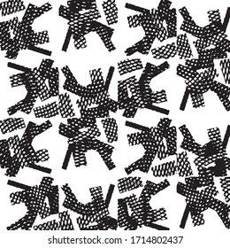 Abstract grunge grid stripe halftone background pattern. Black and white line vector illustration