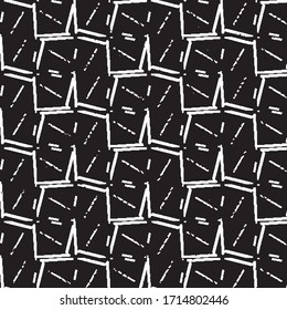 Patrón de fondo de medio tono de la banda de grieta abstracta. Ilustración vectorial de línea negra y blanca