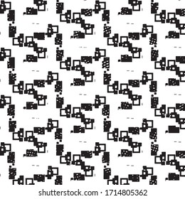 Abstract grunge grid stripe halftone background pattern. Black and white line vector illustration
