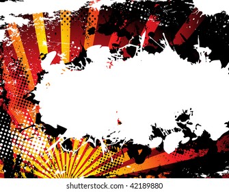 Abstract Grunge Halftone Background in orange. Vector Image.