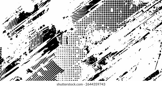 Abstract grunge halftone circular  pattern texture. Isolated design on white background.