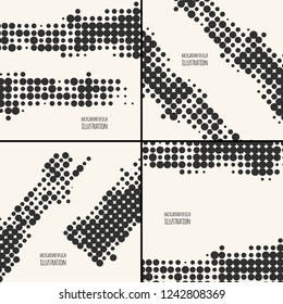 Abstract grunge halftone dot texture set. Monochrome background. Vector illustration.