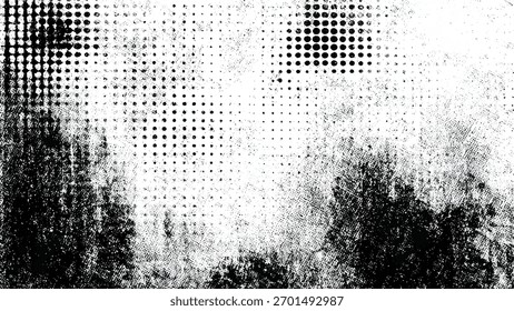 Fondo Abstractas de textura de punto de semitono grunge con efecto desgastado angustiado aislado sobre fondo blanco, Vector, ilustración.