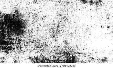 Fondo Abstractas de textura de punto de semitono grunge con efecto desgastado angustiado aislado sobre fondo blanco, Vector, ilustración.