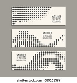 Abstract grunge halftone dot texture banner. Monochrome background. Minimal covers design. Geometric art. Vector illustration.