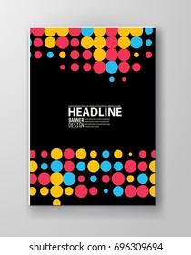 Abstract grunge halftone dot texture banner. Retro style poster. Color background. Vector illustration.