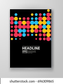 Abstract grunge halftone dot texture banner. Retro style poster. Color background. Vector illustration.