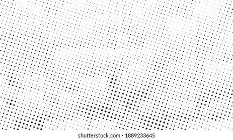 Borde abstracto de fondo de textura de puntos de medio tono de grano. Moderna ilustración vectorial de plantilla de puntos para diseño, portadas, sitios web, banners. Fondo retro, estilo de arte pop.