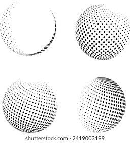 Abstract grunge halftone globe textured background design vector set