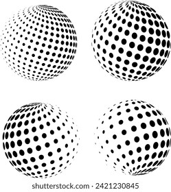 Abstract grunge halftone globe textured background design vector set