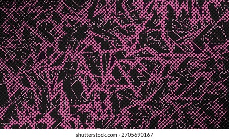 Abstract Grunge Halftone Pattern Background with Bold Black and Pink Textured Shapes for Modern Poster Banner Wallpaper Design