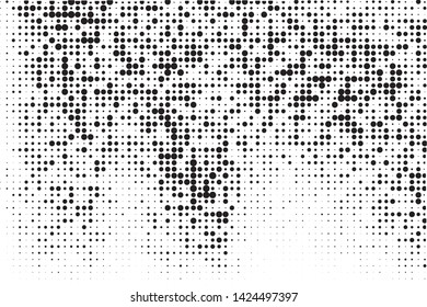 Abstract grunge halftone pattern. Futuristic panel. Grunge dotted backdrop with circles, dots, point. Design element for web banners, posters, cards, wallpapers, sites. Black and white color