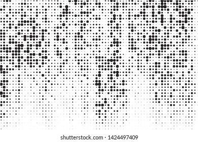 Abstract grunge halftone pattern. Futuristic panel. Grunge dotted backdrop with circles, dots, point. Design element for web banners, posters, cards, wallpapers, sites. Black and white color