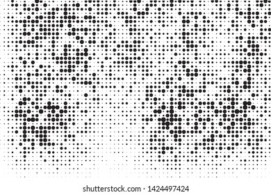 Abstract grunge halftone pattern. Futuristic panel. Grunge dotted backdrop with circles, dots, point. Design element for web banners, posters, cards, wallpapers, sites. Black and white color