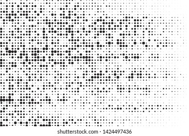 Abstract grunge halftone pattern. Futuristic panel. Grunge dotted backdrop with circles, dots, point. Design element for web banners, posters, cards, wallpapers, sites. Black and white color