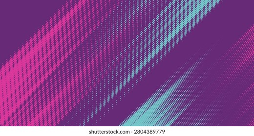 Abstract grunge halftone pink and turqoise on purple background