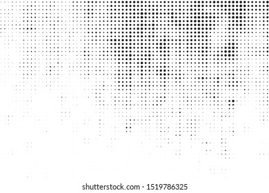 Abstract grunge halftone texture. Monochrome vector dots pattern chaotic.