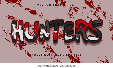 Plantilla Abstractas de diseño de efectos de texto editable Grunge Hunter . Efecto guardado en estilo gráfico