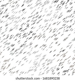 Abstract grunge Ikat scribbles seamless pattern. Gray elements on white background. Ethnic asian, uzbek style. Fancy organic vector texture for fabric and art print, wallpaper, scrapbook. Rain drops.