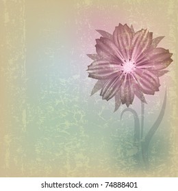 abstract grunge illustration with red flower on dirty background