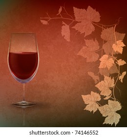 abstract grunge illustration with wineglass on red